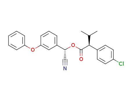66230-04-4,Esfenvalerate,Sumidan;a-Sum;Benzeneaceticacid, 4-chloro-a-(1-methylethyl)-, cyano(3-phenoxyphenyl)methyl ester,[S-(R*,R*)]-;(S)-a-Cyano-3-phenoxybenzyl (S)-2-(4-chlorophenyl)isovalerate;(S,S)-Fenvalerate;1S,1'S-Fenvalerate;Asana;Asana XL;Aa;Fenvalerate a;OMS 3023;S 1844;S 5602Aa;Sumi-Gold;Sumi-alfa;Sumi-alpha;Sumicidin Aa;