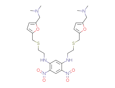 N,N'-Bis-[2-(5-dimethylaminomethyl-furan-2-ylmethylsulfanyl)-ethyl]-4,6-dinitro-benzene-1,3-diamine