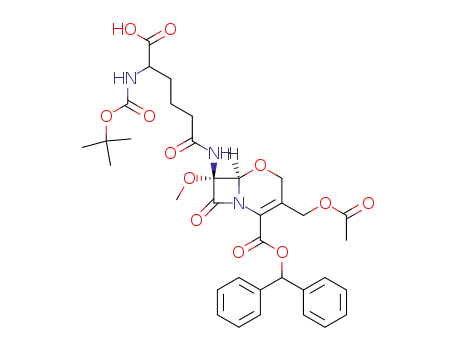 (6R,7R)-3-Acetoxymethyl-7-(5-tert-butoxycarbonylamino-5-carboxy-pentanoylamino)-7-methoxy-8-oxo-5-oxa-1-aza-bicyclo[4.2.0]oct-2-ene-2-carboxylic acid benzhydryl ester