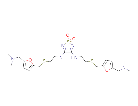 Molecular Structure of 78441-31-3 (1,2,5-Thiadiazole-3,4-diamine,
N,N'-bis[2-[[[5-[(dimethylamino)methyl]-2-furanyl]methyl]thio]ethyl]-,
1,1-dioxide)