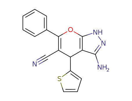 3-Amino-6-phenyl-4-thiophen-2-yl-1,4-dihydro-pyrano[2,3-c]pyrazole-5-carbonitrile