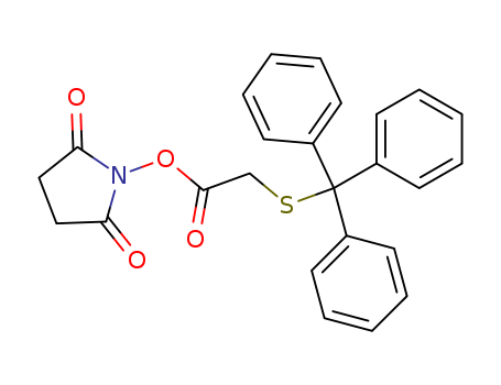 91425-31-9,2,5-Pyrrolidinedione, 1-[[[(triphenylmethyl)thio]acetyl]oxy]-,N-hydroxysuccinimidyl 2-(triphenylmethylthio)ethanone;O-(N-hydroxysuccinimido)-2-(triphenylmethylthio)ethanoate;tritylmercaptoacetic acid N-hydroxysuccinimido ester;tritylmercaptoacetic acid N-hydroxyuccinimide ester;2,5-Pyrrolidinedione,1-[[[(triphenylmethyl)thio]acetyl]oxy];2-(triphenylmethylthio)ethanoic acid-N-hydroxysuccinimido ester;