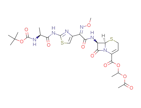 (6R,7R)-7-{2-[2-((S)-2-tert-Butoxycarbonylamino-propionylamino)-thiazol-4-yl]-2-[(Z)-methoxyimino]-acetylamino}-8-oxo-5-thia-1-aza-bicyclo[4.2.0]oct-2-ene-2-carboxylic acid 1-acetoxy-ethyl ester