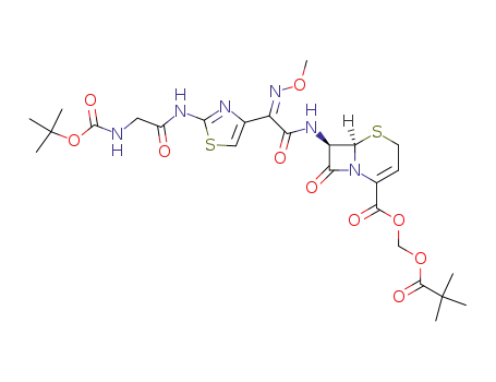 (6R,7R)-7-{2-[2-(2-tert-Butoxycarbonylamino-acetylamino)-thiazol-4-yl]-2-[(Z)-methoxyimino]-acetylamino}-8-oxo-5-thia-1-aza-bicyclo[4.2.0]oct-2-ene-2-carboxylic acid 2,2-dimethyl-propionyloxymethyl ester
