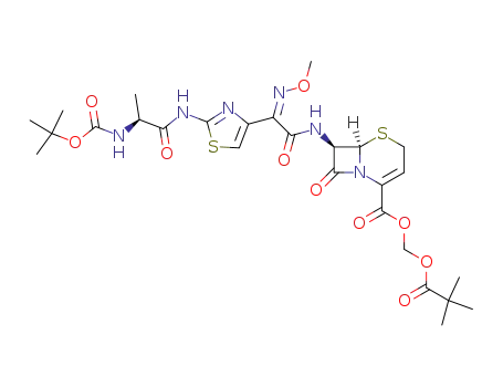 pivaloyloxymethyl 7β-[(Z)-2-[2-N-(tert-butoxycarbonyl)-(S)-alanylaminothiazol-4-yl]-2-methoxyiminoacetamido]-3-cephem-4-carboxylate