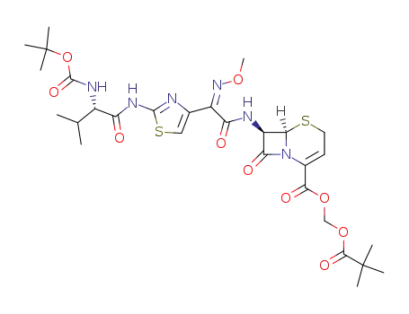 (6R,7R)-7-{2-[2-((S)-2-tert-Butoxycarbonylamino-3-methyl-butyrylamino)-thiazol-4-yl]-2-[(Z)-methoxyimino]-acetylamino}-8-oxo-5-thia-1-aza-bicyclo[4.2.0]oct-2-ene-2-carboxylic acid 2,2-dimethyl-propionyloxymethyl ester