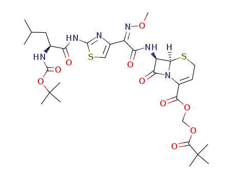 (6R,7R)-7-{2-[2-((S)-2-tert-Butoxycarbonylamino-4-methyl-pentanoylamino)-thiazol-4-yl]-2-[(Z)-methoxyimino]-acetylamino}-8-oxo-5-thia-1-aza-bicyclo[4.2.0]oct-2-ene-2-carboxylic acid 2,2-dimethyl-propionyloxymethyl ester