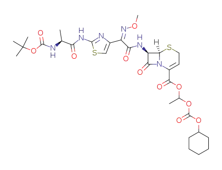 (6R,7R)-7-{2-[2-((S)-2-tert-Butoxycarbonylamino-propionylamino)-thiazol-4-yl]-2-[(Z)-methoxyimino]-acetylamino}-8-oxo-5-thia-1-aza-bicyclo[4.2.0]oct-2-ene-2-carboxylic acid 1-cyclohexyloxycarbonyloxy-ethyl ester