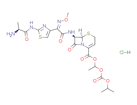 (6R,7R)-7-{2-[2-((S)-2-Amino-propionylamino)-thiazol-4-yl]-2-[(Z)-methoxyimino]-acetylamino}-8-oxo-5-thia-1-aza-bicyclo[4.2.0]oct-2-ene-2-carboxylic acid 1-isopropoxycarbonyloxy-ethyl ester; hydrochloride