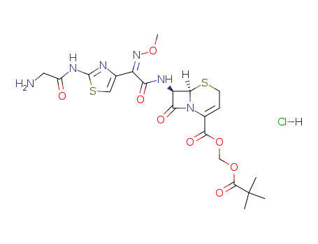 (6R,7R)-7-{2-[2-(2-Amino-acetylamino)-thiazol-4-yl]-2-[(Z)-methoxyimino]-acetylamino}-8-oxo-5-thia-1-aza-bicyclo[4.2.0]oct-2-ene-2-carboxylic acid 2,2-dimethyl-propionyloxymethyl ester; hydrochloride