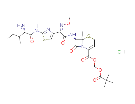 (6R,7R)-7-{2-[2-((S)-2-Amino-3-methyl-pentanoylamino)-thiazol-4-yl]-2-[(Z)-methoxyimino]-acetylamino}-8-oxo-5-thia-1-aza-bicyclo[4.2.0]oct-2-ene-2-carboxylic acid 2,2-dimethyl-propionyloxymethyl ester; hydrochloride