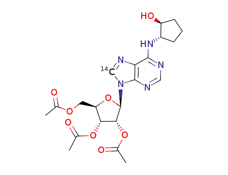 N-[(1S,trans)-2-hydroxycyclopentyl]-[8-14C]adenosine 2',3',5'-tri-O-acetate