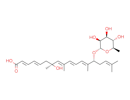 14-O-α-L-rhamnopyranosyl-(2E,4E,7R,8E,10E,12E,14R)-7,9,13,17-tetramethyl-7,14-dihydroxy-2,4,8,10,12,16-octadecahexaenoic acid