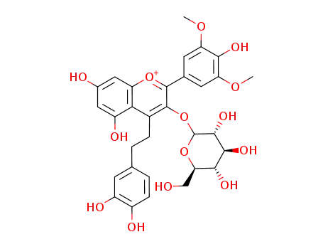 4-[2-(3,4-Dihydroxy-phenyl)-ethyl]-5,7-dihydroxy-2-(4-hydroxy-3,5-dimethoxy-phenyl)-3-((3R,4S,5S,6R)-3,4,5-trihydroxy-6-hydroxymethyl-tetrahydro-pyran-2-yloxy)-chromenylium