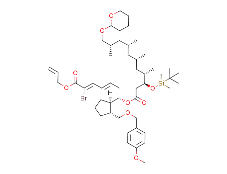 (3S,4S,6S,8R,10S)-((S,3E,5Z)-7-(allyloxy)-6-bromo-1-{(1R,2R)-2-[(4-methoxybenzyloxy)methyl]cyclopentyl}-7-oxohepta-3,5-dienyl) 3-(tert-butyldimethylsilyloxy)-4,6,8,10-tetramethyl-11-(tetrahydro-2H-pyran-2-yloxy)undecanoate