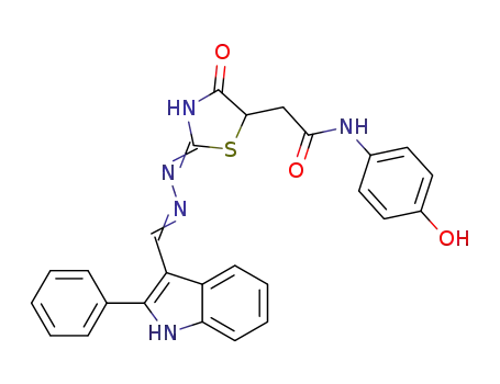 N-(4-hydroxyphenyl)-2-{4-oxo-2-[(2-phenyl-1H-indol-3-ylmethylene)hydrazono]thiazolidin-5-yl}acetamide