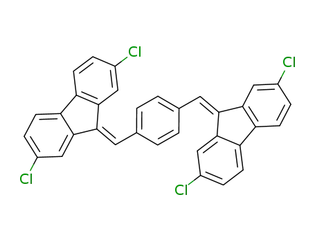 Molecular Structure of 80918-88-3 (9H-Fluorene, 9,9'-[1,4-phenylenebis(methylidyne)]bis[2,7-dichloro-)