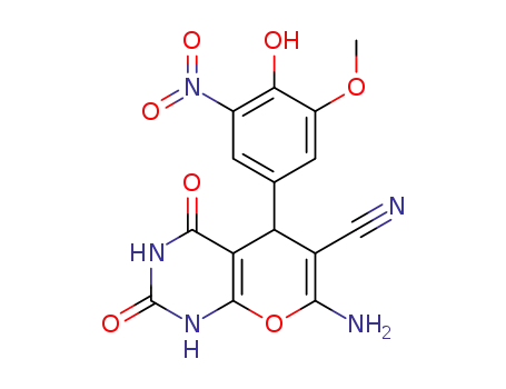 7-amino-5-(4-hydroxy-3-methoxy-5-nitrophenyl)-2,4-dioxo-1,3,4,5-tetrahydro-2H-pyrano[2,3-d]pyrimidine-6-carbonitrile
