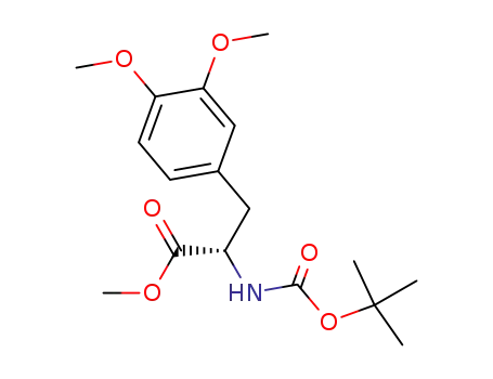 Molecular Structure of 138908-56-2 (L-Tyrosine, N-[(1,1-dimethylethoxy)carbonyl]-3-methoxy-O-methyl-,
methyl ester)