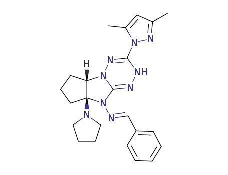 [(3aS,8aR)-5-(3,5-Dimethyl-pyrazol-1-yl)-8a-pyrrolidin-1-yl-2,3,3a,8a-tetrahydro-1H,6H-3b,4,6,7,8-pentaaza-cyclopenta[a]inden-8-yl]-[1-phenyl-meth-(E)-ylidene]-amine