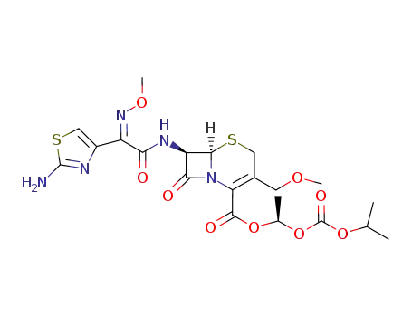 (R)-1-(isopropoxycarbonyloxy)ethyl-(+)-(6R,7R)-7-[2-(2-amino-4-thiazolyl)-2-((Z)-methoxyimino)acetamido]-3-methoxymethyl-8-oxo-5-thia-1-azabicyclo[4,2,0]oct-2-en-2-carboxylate