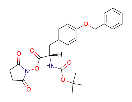 Molecular Structure of 27601-29-2 (tert-butyl (S)-[2-[(2,5-dioxo-1-pyrrolidinyl)oxy]-2-oxo-1-[[4-(benzyloxy)phenyl]methyl]ethyl]carbamate)