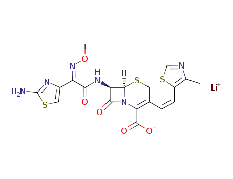 lithium (6R,7R)-7-[(Z)-2-(2-aminothiazol-4-yl)-2-methoxyiminoacetamido]-3-[(Z)-2-(4-methylthiazol-5-yl)ethenyl]-8-oxo-5-thia-1-azabicyclo[4.2.0]oct-2-ene-2-carboxylate