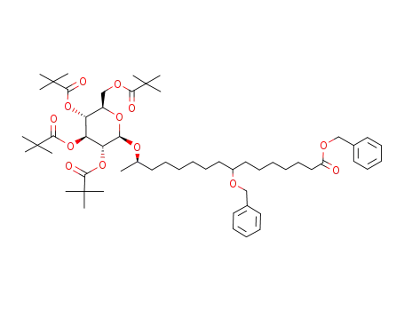 (-)-(8R/S,15R)-8-Benzyloxy-15-<2,3,4,6-tetrakis-O-(2,2-dimethylpropanoyl)-β-D-glucopyranosyloxy>hexadecansaeure-benzylester