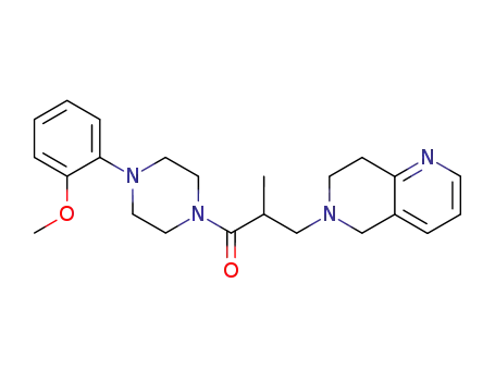 Molecular Structure of 95395-52-1 (Piperazine,
1-[3-(7,8-dihydro-1,6-naphthyridin-6(5H)-yl)-2-methyl-1-oxopropyl]-4-(2-
methoxyphenyl)-)