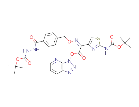 (2-tert-butoxycarbonylamino-thiazol-4-yl)-[4-(N'-tert-butoxycarbonyl-hydrazinocarbonyl)-benzyloxyimino]-acetic acid [1,2,3]triazolo[4,5-b]pyridin-3-yl ester