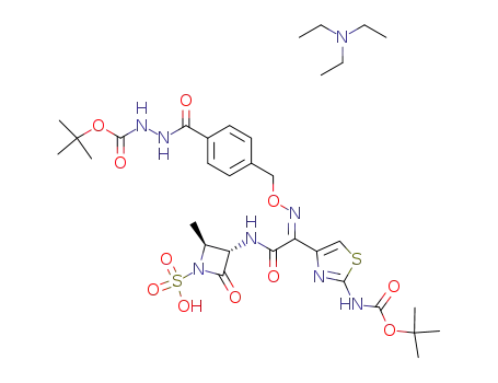 trans-3-[(Z)-2-[2-(tert-butoxycarbonylamino)thiazol-4-yl]-2-[[4-[[2-(tert-butoxycarbonyl)hydrazino]carbonyl]benzyloxy]imino]acetamido]-4-methyl-2-oxoazetidine-1-sulfonic acid triethylammonium salt