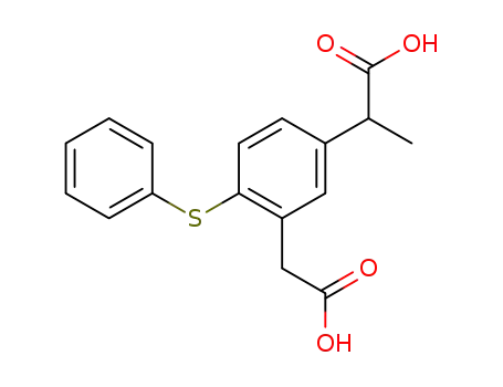 Molecular Structure of 83237-49-4 (5-(1-Carboxyethyl)-2-(phenylthio)phenylacetic acid)