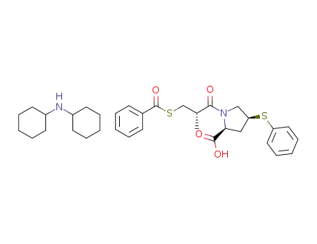 L-Proline, 1-[(2S)-3-(benzoylthio)-2-methyl-1-oxopropyl]-4-(phenylthio)-,
(4S)-, compd. with N-cyclohexylcyclohexanamine (1:1)
