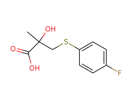 Molecular Structure of 339530-91-5 (3-[(4-Fluorophenyl)thio]-2-hydroxy-2-methylpropanoic acid)