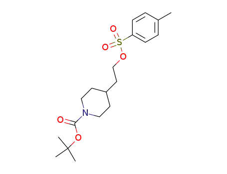 Molecular Structure of 89151-45-1 (1-BOC-4-[2-(TOLUENE-4-SULFONYLOXY)-ETHYL]-PIPERIDINE)