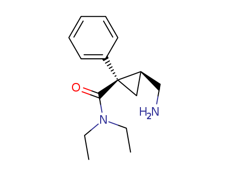 Molecular Structure of 105310-09-6 (Cyclopropanecarboxamide, 2-(aminomethyl)-N,N-diethyl-1-phenyl-, cis-)