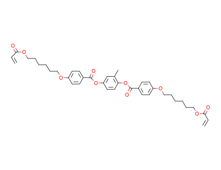 125248-71-7,1,4-Bis-[4-(6-acryloyloxyhexyloxy)benzoyloxy]-2-methylbenzene,2-Methylbenzene-1,4-diyl bis(4-{[6-(acryloyloxy)hexyl]oxy}benzoate);2-Methyl-1,4-phenylene bis(4-{[6-(acryloyloxy)hexyl]oxy}benzoate);Benzoic acid, 4-[[6-[(1-oxo-2-propen-1-yl)oxy]hexyl]oxy]-, 2-methyl-1,4-phenylene ester;