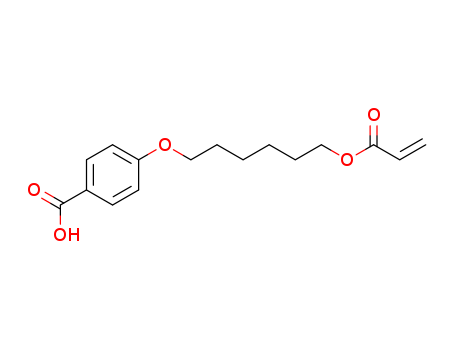 83883-26-5,4-(6-ACRYLOXY-HEX-1-YLOXY)BENZOIC ACID,Benzoicacid, 4-[[6-[(1-oxo-2-propenyl)oxy]hexyl]oxy]- (9CI);4-(6-Acryloyloxyhex-1-yloxy)benzoic acid;4-(6-Acryloyloxyhexyloxy)benzoicacid;4-(Acryloyloxyhexyloxy)benzoic acid;4-(w-Acryloyloxyhexyloxy)benzoic acid;4-[6-Acryloylhexyloxy]benzoic acid;