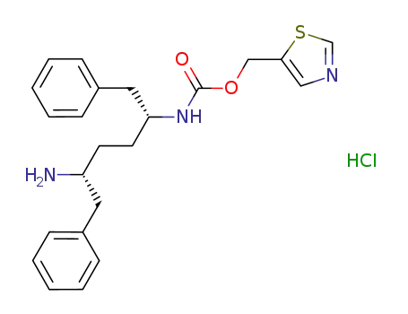 Molecular Structure of 1247119-33-0 (thiazol-5-ylmethyl (2R,5R)-5-amino-1,6-diphenylhexan-2-ylcarbamate hydrochloride)