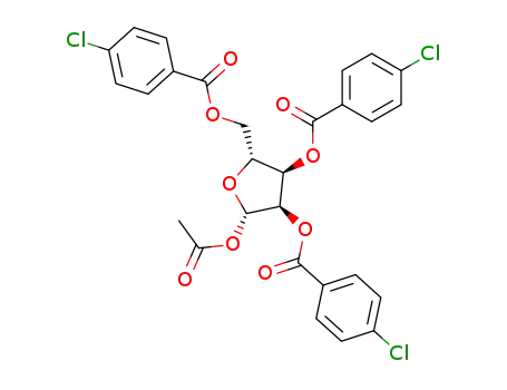 Molecular Structure of 144084-01-5 (1-O-Acetyl-2,3,5-tri-O-(4-chlorobenzoyl)-beta-D-ribofuranose)