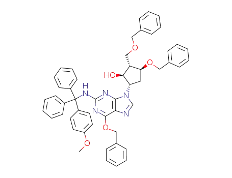 Molecular Structure of 142217-78-5 ((2R,3S,5S)-3-(Benzyloxy)-5-[2-[[(4-methoxyphenyl)diphenylmethyl]amino]-6-(phenylmethoxy)-9H-purin-9-yl]-2-(benzyloxymethyl)cyclopentanol)