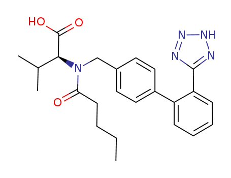137862-53-4,Valsartan,L-Valine,N-(1-oxopentyl)-N-[[2'-(1H-tetrazol- 5-yl)[1,1'-biphenyl]-4-yl]methyl]-;Diovan;Diovan (TN);L-Valine, N-(1-oxopentyl)-N-((2-(1H-tetrazol-5-yl)(1,1-biphenyl)-4-yl)methyl)-;N-(p-(o-1H-Tetrazol-5-ylphenyl)benzyl)-N-valeryl-L-valine;Valsartan [USAN:INN];N-(1-n.Pentanoyl)-N-[[2'-(1H-tetrazol-5-yl)[1',1- biphenyl]-4-yl]methyl]-L-valine;Dihydrotachystero;Valsartan  USP30;