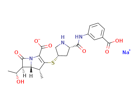 1-Azabicyclo(3.2.0)hept-2-ene-2-carboxylic acid, 3-(((3S,5S)-5-(((3-ca rboxyphenyl)amino)carbonyl)-3-pyrrolidinyl)thio)-6-((1R)-1-hydroxyethy l)-4-methyl-7-oxo-, monosodium salt, (4R,5S,6S)-