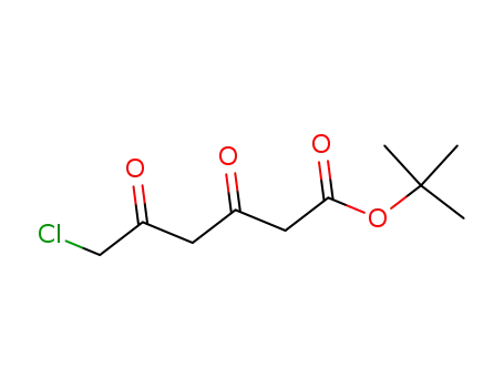 Molecular Structure of 276249-18-4 (6-CHLORO-3,5-DIOXO HEXANIC ACID, 1,1-DIMETHYL ETHYL ESTER)