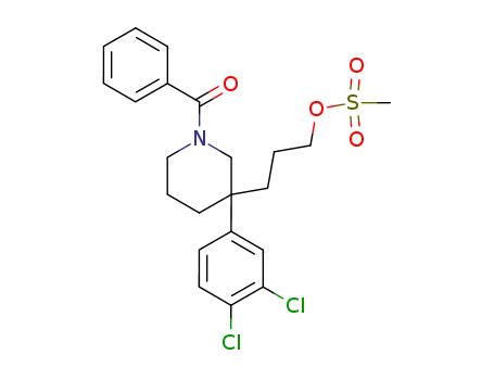 Molecular Structure of 146396-03-4 (3-Piperidinepropanol, 1-benzoyl-3-(3,4-dichlorophenyl)-,methanesulfonate (ester))