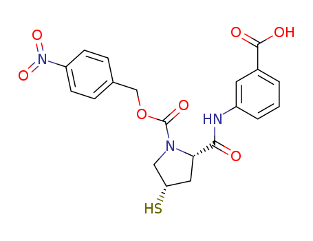 202467-69-4,3-[[[(2S,4S)-4-Mercapto-1-(4-nitrobenzyloxy)carbonyl-2-pyrrolidinyl]carbonyl]amino]benzoic acid,1-Pyrrolidinecarboxylicacid, 2-[[(3-carboxyphenyl)amino]carbonyl]-4-mercapto-,1-[(4-nitrophenyl)methyl] ester, (2S-cis)-;1-Pyrrolidinecarboxylicacid, 2-[[(3-carboxyphenyl)amino]carbonyl]-4-mercapto-,1-[(4-nitrophenyl)methyl] ester, (2S,4S)-;