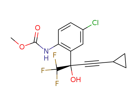 Molecular Structure of 211563-40-5 ([4-Chloro-2-[(1S)-3-cyclopropyl-1-hydroxy-1-(trifluoromethyl)-2-propynyl)phenyl]carbamic Acid Methyl Ester)