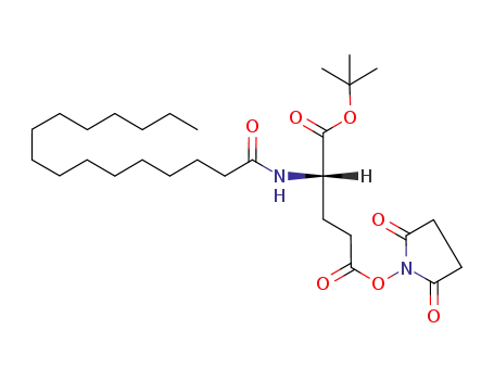 Molecular Structure of 204521-63-1 (Pentanoic acid,
5-[(2,5-dioxo-1-pyrrolidinyl)oxy]-5-oxo-2-[(1-oxohexadecyl)amino]-,
1,1-dimethylethyl ester, (2S)-)