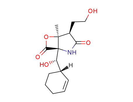 Molecular Structure of 823229-54-5 (6-Oxa-2-azabicyclo[3.2.0]heptane-3,7-dione,
1-[(S)-(1S)-2-cyclohexen-1-ylhydroxymethyl]-4-(2-hydroxyethyl)-5-methyl
-, (1R,4R,5S)-)