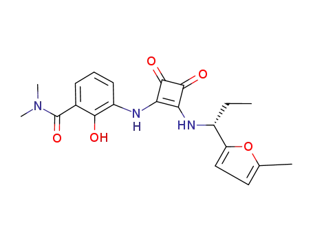 Molecular Structure of 473727-83-2 ((R)-2-hydroxy-N,N-dimethyl-3-(2-(1-(5-methylfuran-2-yl)propylamino)-3,4-dioxocyclobut-1-enylamino)benzamide)